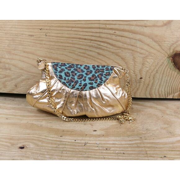 Carlos Falchi Handbags - Fatto A Mano Carlos Falchi Bag Metallic Gold Leopard Green Handbag Vintage